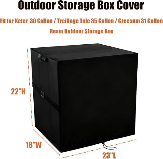 Deck Box Cover for Keter 30 Gallon / for Greesum 31 Gallon | Deck Box Cover for Outside, Waterproof Resin Storage Box Bin Covers Patio Furniture Side Table Cover- 23"L x 18"W x 22"H
