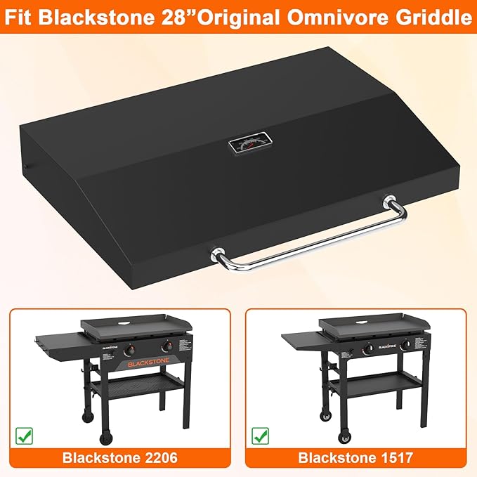 Upgrade Griddle Lid for Blackstone 5857 Omnivore 28" Griddle Hood, Flat Top Hinged Lid for Blackstone 2206 1883 1517 2287 2403, 28 in XL 3-Burner Omnivore Griddle and More 28 Inch Original Griddle