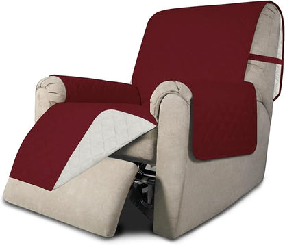 Easy-Going Reversible Couch Cover, Recliner 22 in, Christmas Red/Ivory | Machine Washable Slipcover For Dogs, Water Resistant Furniture Mat For Living Room, Non-Slip Sofa Cover, Pet Friendly