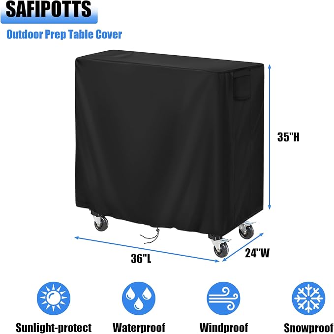 420D Outdoor Prep Table Cover 36 Inch,36''L x 24''W x 35''H,Black | Waterproof Patio Stainless Steel Table Cover, Workbench Covers Waterproof, Picnic BBQ Grill Cart Cover
