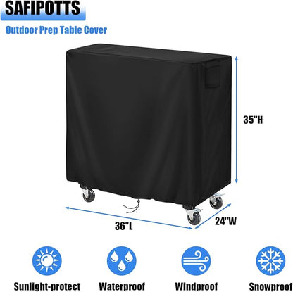 420D Outdoor Prep Table Cover 36 Inch,36''L x 24''W x 35''H,Black | Waterproof Patio Stainless Steel Table Cover, Workbench Covers Waterproof, Picnic BBQ Grill Cart Cover
