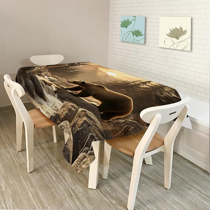 Moslion Grizzly Bear Tablecloth 52x70 Inch Rectangle Tablecloth