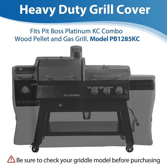 Grill Cover for Pit Boss PB1285KC Combo Grill, Waterproof Heavy Duty | Cover Fits Pit Boss PB1285KC KC Combo Platinum Series Wood Pellet & Gas Grill, 600D Outdoor BBQ Cover with Weather Protection