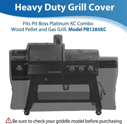 Grill Cover for Pit Boss PB1285KC Combo Grill, Waterproof Heavy Duty | Cover Fits Pit Boss PB1285KC KC Combo Platinum Series Wood Pellet & Gas Grill, 600D Outdoor BBQ Cover with Weather Protection