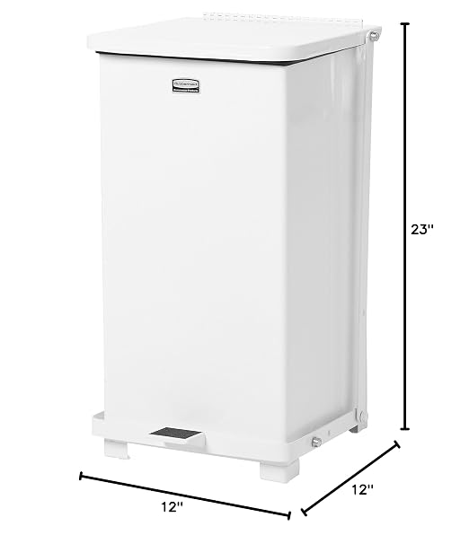 Rubbermaid Commercial Products Defenders Step-On Trash Can with Plastic Liner 6.5-Gallon White Good with Infectious Waste in Doctors Office/Hospital/Medical/Healthcare Facilities