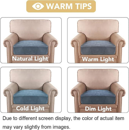 H.VERSAILTEX Velvet Stretch Couch Cushion Cover Plush Cushion Slipcover for Chair Cushion Furniture Protector Seat Cushion Sofa Cover (1 Piece Armchair Cushion Covers, Stone Blue)