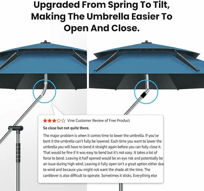 ECOPOOLTECH 7' Above Ground Pool Umbrellas, Outdoor Pool Sunshade for Oval or Rectangular Swimming Pools, Multi-functional Patio Umbrella for Garden/Pool Deck/Backyard, Must have Pool Accessories