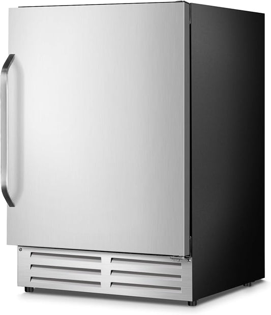 Velivi 24 Inch Beverage Refrigerator Outdoor, Under Counter Beverage Cooler for Patio, Built-in Drink Fridge 210 Cans, with Stainless Steel Door for Soda, Beer, Wine
