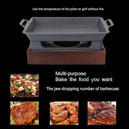 BBQ Barbeque Barbecue Grill,BBQ,Rectangular Charcoal Alcohol Fish Grill,Evenly Heated,Indoor and Outdoor Barbecue Grill,30cm (Size : 42cm29cm)