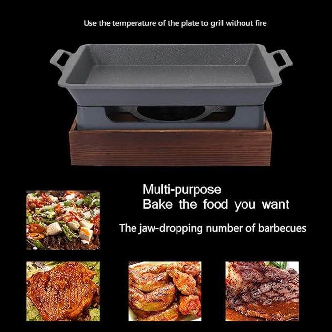 BBQ Barbeque Barbecue Grill,BBQ,Rectangular Charcoal Alcohol Fish Grill,Evenly Heated,Indoor and Outdoor Barbecue Grill,30cm (Size : 42cm29cm)