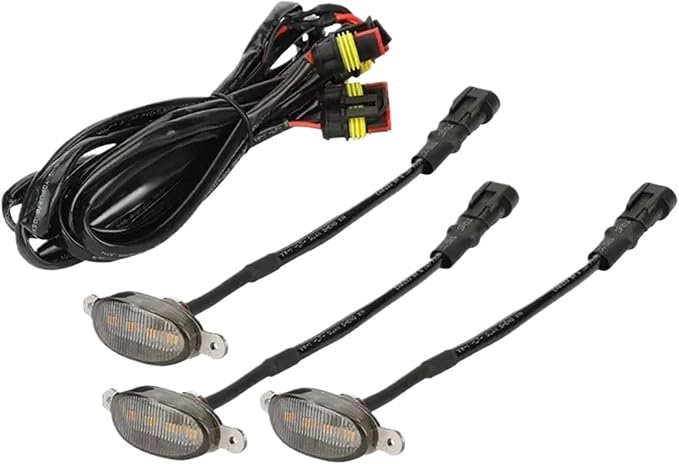 Car Front Grille Lights All-Weather Exterior Decoration | Bright Yellow LED Lights for Car Front for Camping, Travel, Commuting Urban Road Short Outings Adventures