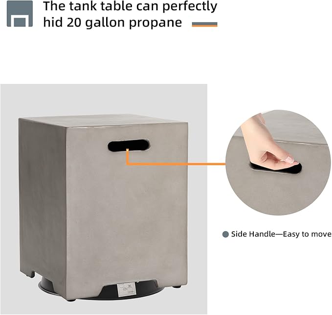 HOMPUS Outdoor Round Propane Fire Pit Table, 41''Fire Table w Wind Guard & 20lb Tank Cover Table, 50000 BTU Fire Pit w Free Waterproof Cover & Fire Stone for Patio, Garden, Grey