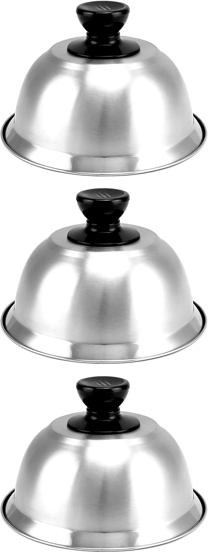 QWORK 6" Burger Covers Small Cheese Melting Dome, 3 Pack Stainless Steel Food Cover for Burger, Steak