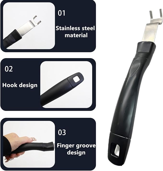 2 Pieces Grill Grate Lifter Gripper, Stainless Steel Grate Grabber Grill Grate Gripper Picker Barbecue Grid Lifter Gripper Picker Grill Grate Lifter Tool for Most Charcoal Grills and Gas Grills