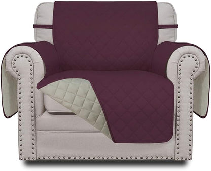 Easy-Going Reversible Couch Cover, Small Chair, Wine/Beige | Machine Washable Slipcover For Dogs, Water Resistant Furniture Mat For Living Room, Non-Slip Sofa Cover, Pet Friendly