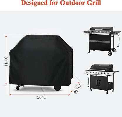 TheElves Grill Cover for Royal Gourmet PD4001 4 Burner & MELLCOM 6+1 Burner, 56" Outdoor Grill Covers Waterproof Heavy Duty for Patio BBQ Propane Gas Grill - 56" W x 25" D x 39" H