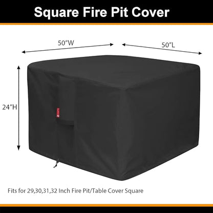 SheeChung Fire Pit Cover Square 50"Lx50"Wx24"H,Waterproof 600D Heavy Duty Fire Pit Table Cover,Gas Propane Fire Pit Covers Square 50 Inch,Tear Resistant,Outdoor Fireplace Cover for Outside,Garden,Yard