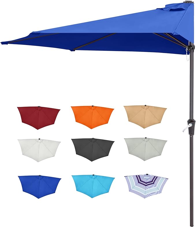 ABCCANOPY Patio Umbrella 11FT - Outdoor Half Umbrellas for Patio, Backyard, Garden, Deck (Blue)