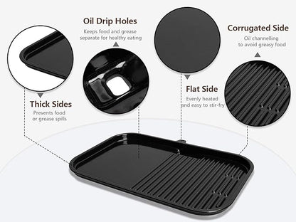 Non-Stick Griddle Plate for Ninja Woodfire XSKGRDLXL OG951 OG901 OG850 Grill Accessories，Cast Iron Flat Top 2-in-1 Grill Griddle Plate Pan for Ninja Woodfire Pro XL Connect OG900 OG800 Series