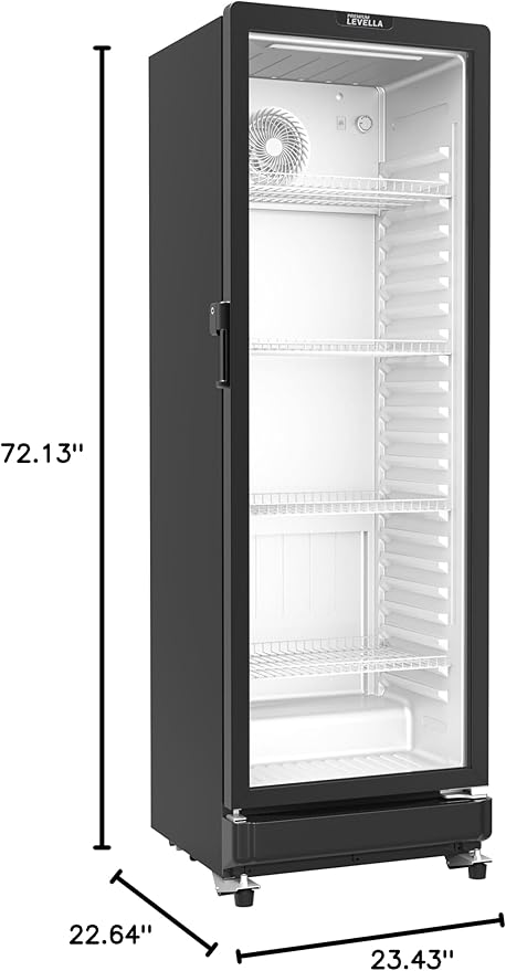 PremiumLevella Glass Door Display Refrigerator 12.0 cu ft Commercial Beverage Cooler Merchandiser