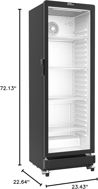 PremiumLevella Glass Door Display Refrigerator 12.0 cu ft Commercial Beverage Cooler Merchandiser