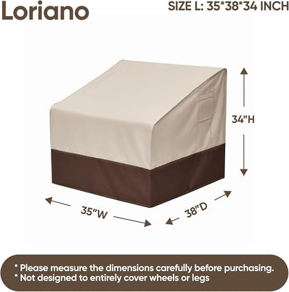 loriano Patio Chair Covers Waterproof Outdoor Chair Covers 600D Heavy Duty Fit as Lawn Lounge Deep Seat(2 Pack,Large)