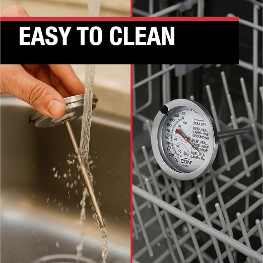CDN Ovenproof Meat Thermometer NSF Certified Pro Accurate, Temperature Guide on 2" Dial - Easy-to-Read - Poultry, Roasting, Waterproof - IRM200