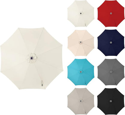 Solar Patio Umbrella with Centre Light, 9 ft Ivory | 40 LED Lights, UV Protection, Solar Outdoor Umbrella for Porch, Deck, Pool, Table, Garden, Provides Evening Lighting