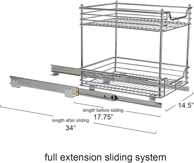 Household Essentials Chromed Steel 2-Tier Artisan Pull-Out Organizer