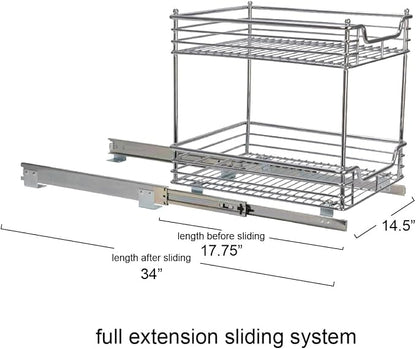 Household Essentials Chromed Steel 2-Tier Artisan Pull-Out Organizer