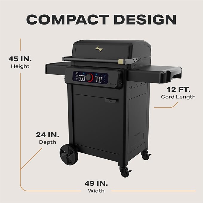 Current® Model G+ Dual Zone Electric Grill, Smart Electric Outdoor Grill with 200-700°F Range for Searing & Roasting, Independent Heat Zones, Apartment-Friendly & Weather-Resistant, Eclipse