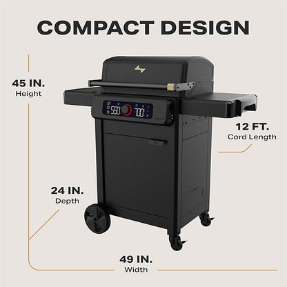 Current® Model G+ Dual Zone Electric Grill, Smart Electric Outdoor Grill with 200-700°F Range for Searing & Roasting, Independent Heat Zones, Apartment-Friendly & Weather-Resistant, Eclipse