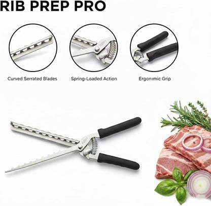 Rib Membrane Removal Tool, High Duty Premium Stainless Steel, for BBQ Grilling and Cooking ，Membrane Remover for Ribs，Easy Insert Pointed Tip, Ergonomic Non-Slip Silicone Handle