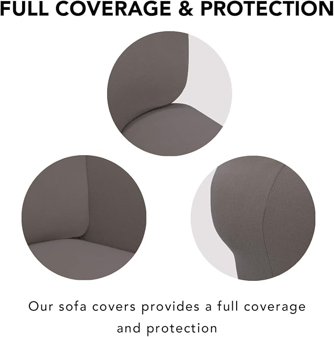 PureFit Stretch Couch Covers for Sofa 4 Seater Slipcovers Taupe | 1-Piece Sofa Cover Washable Soft Couch protector, Couch Slipcover with Non Skid Foam and Elastic Bottom for Kids, Dogs