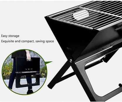 Christmas Party Charcoal Grill Outdoor X-Shaped Barbecue Grill is Convenient for Folding Barbecue BBQ Grill BBQ Stove Charcoal Grill BBQ Grill (Color : Stainless Steel Color)