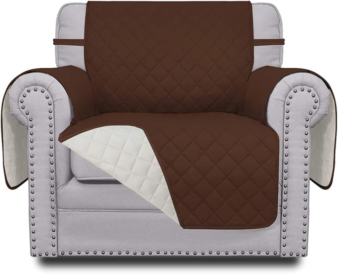 Easy-Going Reversible Couch Cover, Small Chair, Coffee/Ivory | Machine Washable Slipcover For Dogs, Water Resistant Furniture Mat For Living Room, Non-Slip Sofa Cover, Pet Friendly