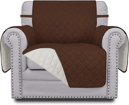 Easy-Going Reversible Couch Cover, Small Chair, Coffee/Ivory | Machine Washable Slipcover For Dogs, Water Resistant Furniture Mat For Living Room, Non-Slip Sofa Cover, Pet Friendly