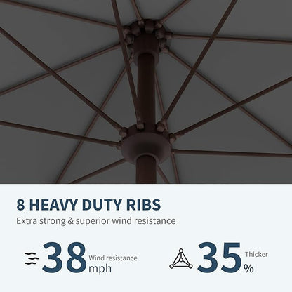 PatioKingdom 11FT Patio Umbrella,Outdoor Umbrella with Push Button Tilt and Crank,Market Table Umbrella with 8 Sturdy Fiberglass Ribs UV Protection