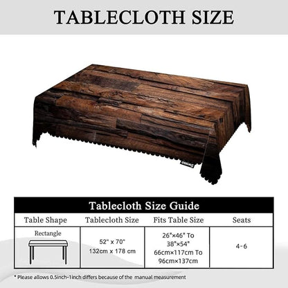 Swono Dark Wood Tablecloth - Vintage Natural Wooden Board Rectangle Table Cloth Picnic Tablecloth Washable Plaid Table Cover for Kitchen Holiday Dinner, 52x70 Inch
