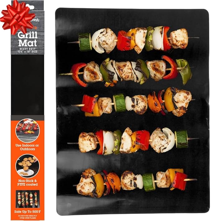 Grilling Mat (13.25x18") - Heavy Duty 100% Non-Stick Reusable BBQ Grilling Sheet & Baking Pan Liner - Use in Barbecue Grill & Oven - Heat Safe up to 500° F - Great for Holiday Dinner & XMas Gift