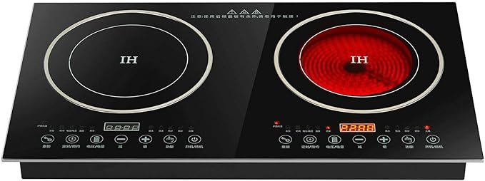 Portable Double Induction Cooktop Touch Electric Induction Cooker Cooktop -2400W/2600W Digital Countertop Burner Black (1200W Induction Cooker+1200W Induction Cooker)