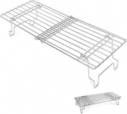 GRISUN Universal Grill Warming Rack for Weber, Blackstone, Traeger, Pit Boss, Adjustable Grill Rack for Outdoor Grill, Folding Stainless Steel BBQ Smoker Rack, 15.3-22.1 in