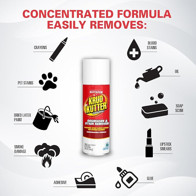 Krud Kutter 339798-6PK Original Concentrated Cleaner/Degreaser Stain Remover Aerosol, 20 oz, 6 Pack