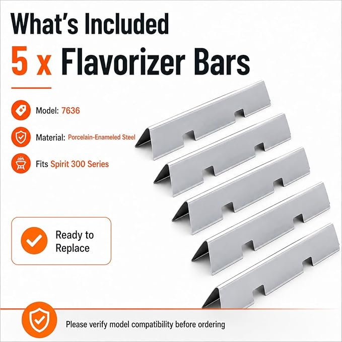 Uniflasy 67046 Flavorizer Bars for Weber Spirit 300 & Spirit II 300 Series E310 E320 E330 S310 S320 S330 15.3 Inch Stainless Steel Heat Plates 5 Pack Replaces for Weber 7636 7736