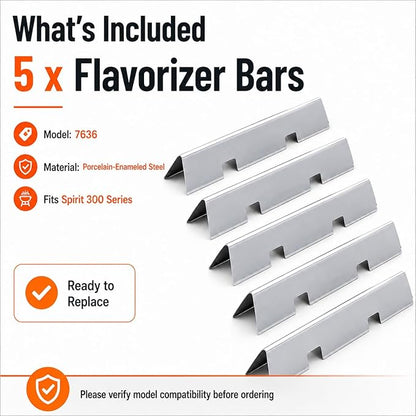 Uniflasy 67046 Flavorizer Bars for Weber Spirit 300 & Spirit II 300 Series E310 E320 E330 S310 S320 S330 15.3 Inch Stainless Steel Heat Plates 5 Pack Replaces for Weber 7636 7736