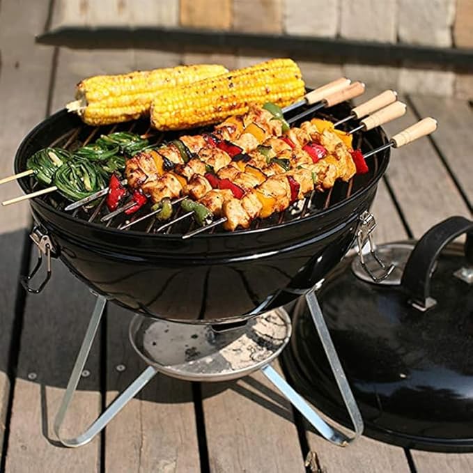 Portable Charcoal Grill for Camping BBQ Grills Outdoor Barbecue Grill Round Insulation Braised Oven Patio Grilling Rack with Flame Control Small Folding Tabletop Grill,A-1