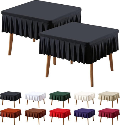 PARTISKY Black Spandex Square Tablecloths 34x34 Inch, 2 Pack Wrinkle Free Fitted Card Table Cloth Stretch Square Table Cover for Kitchen Dinner, Holiday Party, Wedding Banquet, Display Trade Show
