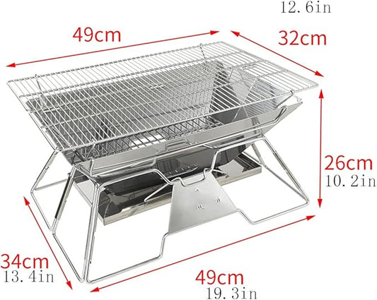 YYDS Charcoal Grill Stainless Steel Barbecue Rack Can Be Foldable and Adjustable Charcoal Rack Suitable for Outdoor Campers and Barbecue Lovers BBQ Grill (Color : A)