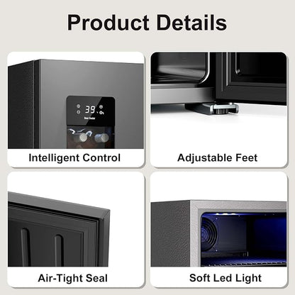 Antarctic Star Auto Defrost Beverage Refrigerator, 130 Can Mini Fridge with Glass Door &Adjustable Shelves, 21-50°F Temp Control,Beverage Cooler for Soda, Beer, Wine, Home Bar, Office, 3.2 Cu.Ft
