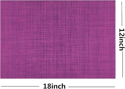 WAZAIGUR Placemats,Easy to Clean Crisscross Woven Vinyl Place Mats Durable Non-Slip Heat Resistant Table Mats,Placemats for Kitchen Table Set of 8,Purple